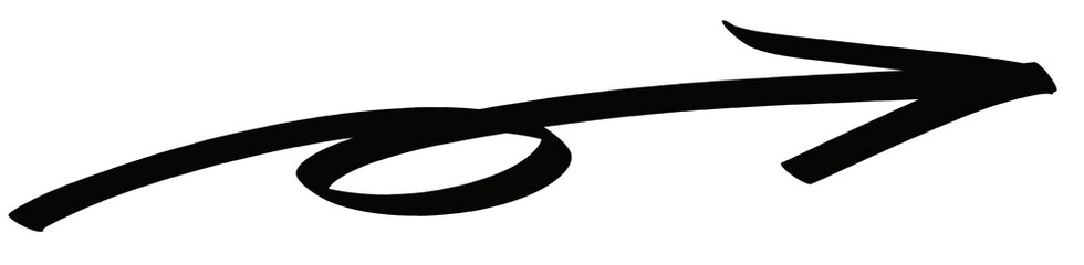 一周回ってカーブする手書きの太い矢印の線