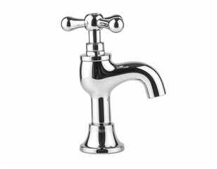 Classic Chrome Single Lever Kitchen Faucet with Cross Handle and Spout for Sink