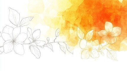 Delicate Watercolor Floral Design in Soft Peach Hues, Ideal for Elegant Invitations and Decor