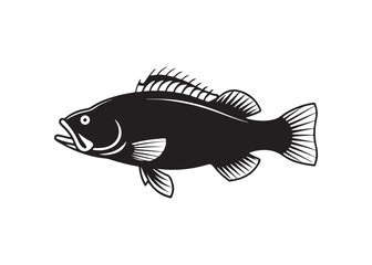 crappie silhouette vector of freshwater fish for fishing sport illustration.