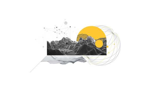 Abstract wireframe background. Modern science or technology art elements. Surface illustration.