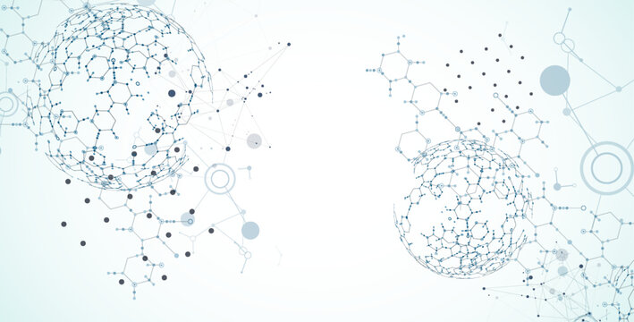 Abstract biotechnology innovation background.  Hexagons theme. Vector