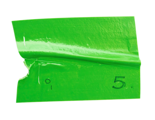 Green tape, wrinkled, with numbers