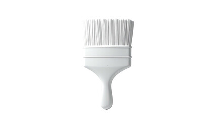Glossy, white paint brush with a centered perspective, isolated on black background