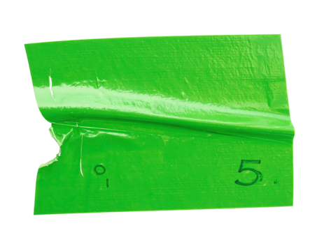 Green tape, wrinkled, with numbers