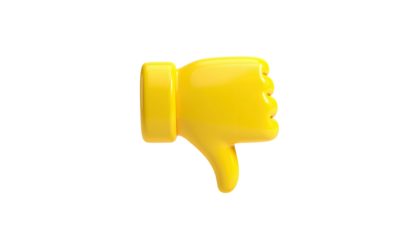 3D rendered yellow thumbs down emoji on a black background, expressing disapproval