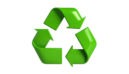 Obraz premium A vibrant green three-arrow symbol, representing a circular process against black