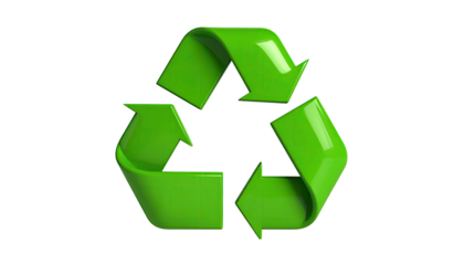 A vibrant green three-arrow symbol, representing a circular process against black