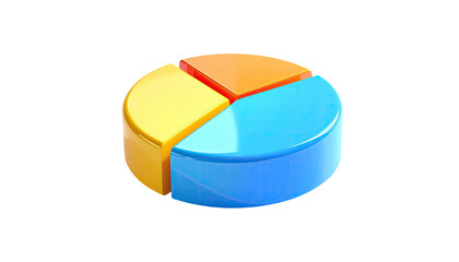 3D colorful pie chart with three segments, rendered against a black background