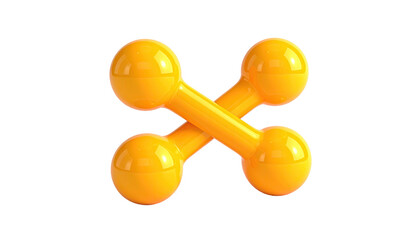 Two intersecting bright yellow dumbbells, rendered with a high-gloss finish on black