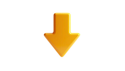 Golden downward-pointing arrow, glossy, on a black background