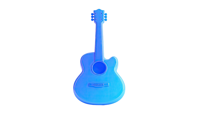 A luminous blue acoustic guitar illustration on a solid black background - Powered by Adobe
