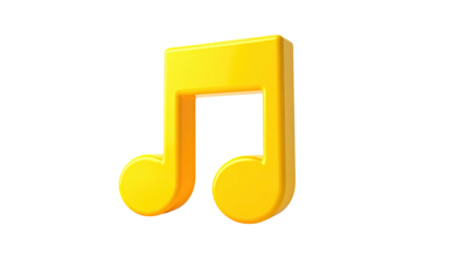 Shiny golden 3D musical note floats against a black background