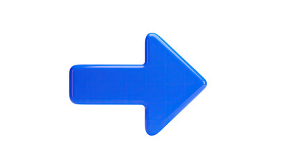 A glossy, blue, right-pointing arrow on a stark, black background
