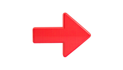 Vibrant, 3D rendering of a red arrow pointing right on a stark black background