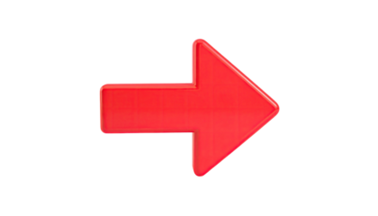 Vibrant, 3D rendering of a red arrow pointing right on a stark black background