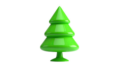 Glossy, stylized evergreen tree with rounded tiers, set against a black background