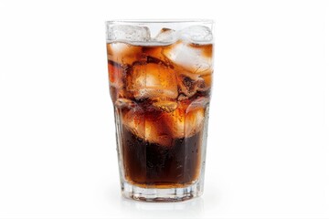 Refreshing fizz Cola with ice cubes a classic summer thirst quencher on on transparent background