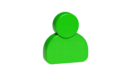 A bright green, 3D-rendered person icon floats on a black, isolated background