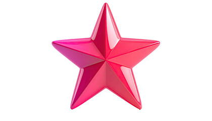 A rendered, five-pointed, shaded, pink star with a shiny, glossy finish, on black