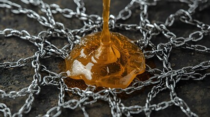 Melted Wax Dripping Over a Spiderweb of Chains