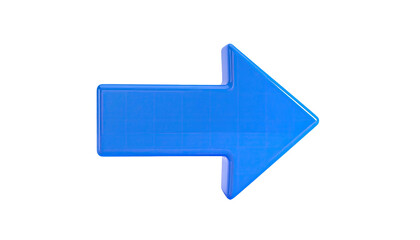 A bright blue, three-dimensional arrow, pointing right, against a stark black background