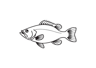 Black silhouette of crappie fish, freshwater species vector art design.
