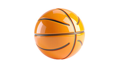 A glossy orange sphere with dark lines, representing a sports ball, on black backdrop