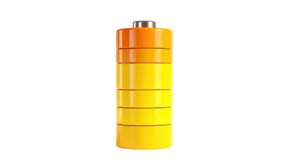 Cylindrical, colorful battery icon on black, showing charge levels