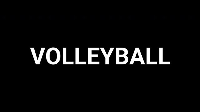 Dynamic black and white animation spells out volleyball with geometric shapes. 4k text animated video