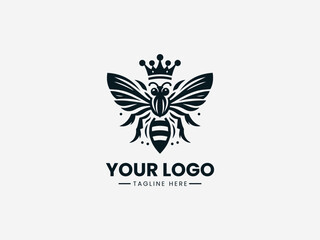 Minimalist queen bee silhouette logo with simple crown for professional womens network