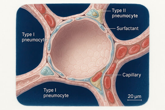 microscopic view of pulmonary surfactants