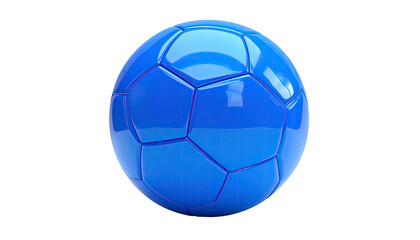 Shiny, realistic rendering of a blue soccer ball isolated on a black background
