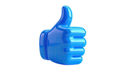 Shiny, 3D rendered, blue thumbs-up gesture, against a solid black background