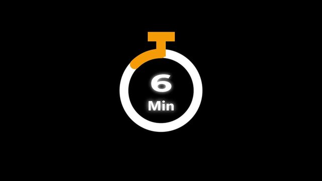 55 minute countdown clock animation, Circular countdown timer for 0 to 55 minute on an isolated background.Stopwatch icon in flat style, motion graphcs.