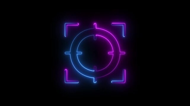  scan icon with a glowing neon effect animation.A neon scanner icon displays a glowing, sleek representation of a barcode. 4k video motion graphic animation. 