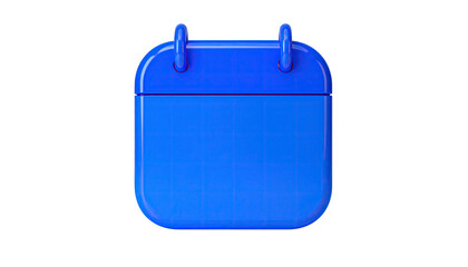 Blue 3D calendar icon with rounded edges on a black background