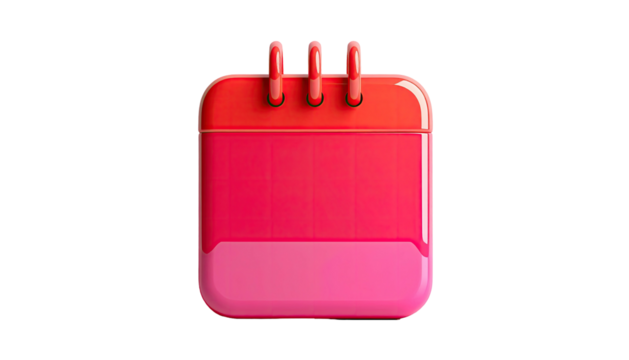 3D rendering of a shiny red calendar against a black background