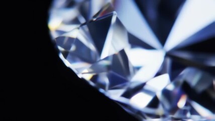 Close-up view of a faceted diamond, showcasing intricate facets and refracted light - Powered by Adobe
