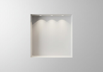 Clean modern empty display niche with subtle spotlights, perfect for showcasing products, art, or architectural elements in a minimalist setting.