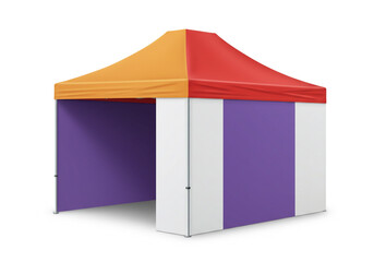 Vibrant pop up canopy tent with colorful panels and peaked roof perfect for outdoor events promotions and markets