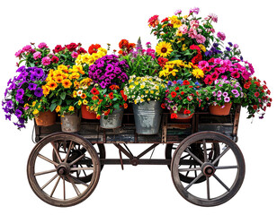 old cart with flowers