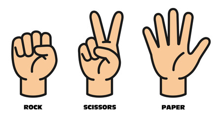 Obraz premium グーチョキパーのイラスト素材セット ベクター ジャンケン 手 白背景