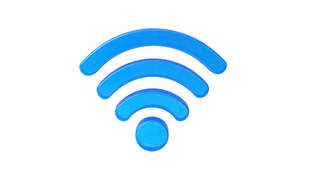 Blue, three-dimensional, curved lines radiating upward in a wifi symbol, black background