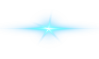 Futuristic blue light PNG with transparent highlights, glow, sun rays and bokeh sparks. Radiant star effect for modern abstract design, luxurious overlays or colorful visual effects	