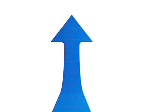 Bright blue upward arrow against black