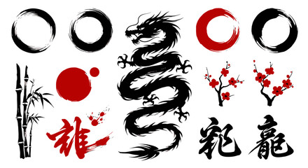 Hand-drawn pink Valentine's Day vector elements with cherubs, hearts, gifts, and love messages, white background