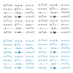 Heartbeat Line Vector Set – ECG, EKG, Heart Rate Monitor, Medical Pulse Wave Illustrations