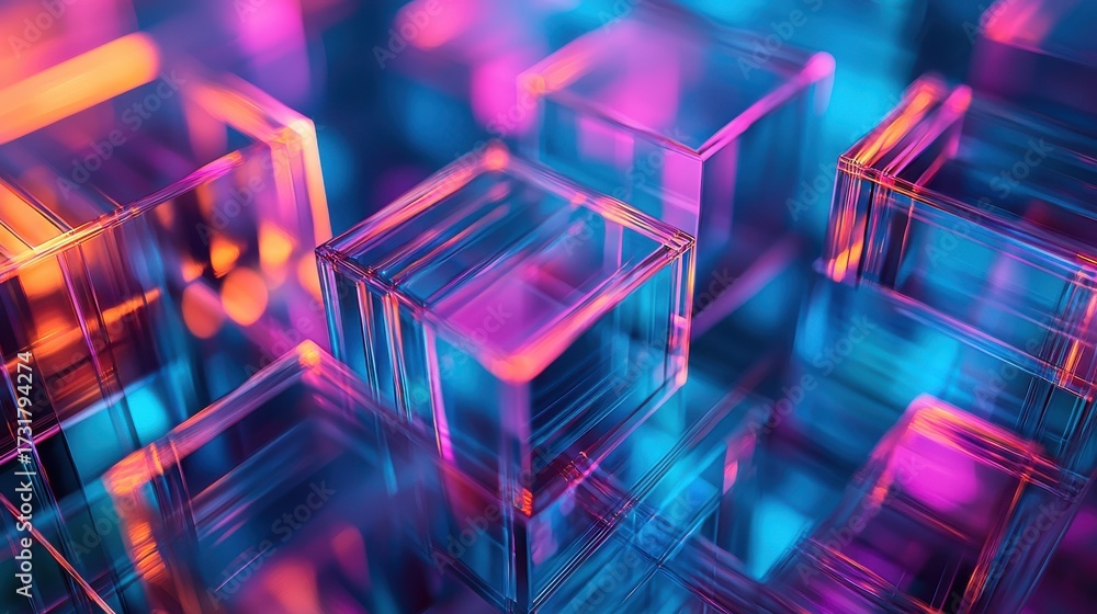 Wall mural laser interference patterns creating vibrant diffraction light effects with geometric rainbow spectr