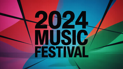 Music Festival Announcement: A vibrant, eye-catching poster design for the 2024 music festival, with bold typography and colorful abstract elements, announces an unforgettable musical event.